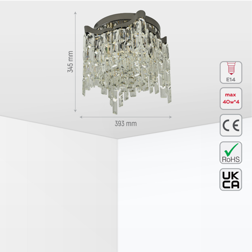 Star Crystal Flush Chandelier Ceiling Light