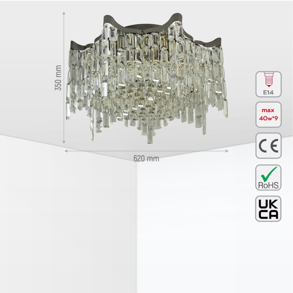 Star Crystal Flush Chandelier Ceiling Light