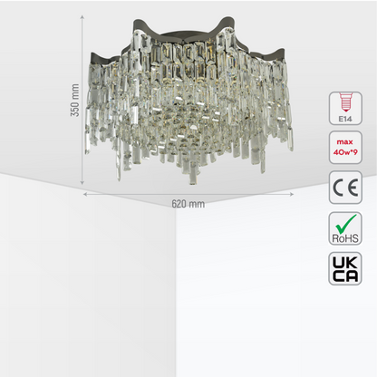 Star Crystal Flush Chandelier Ceiling Light
