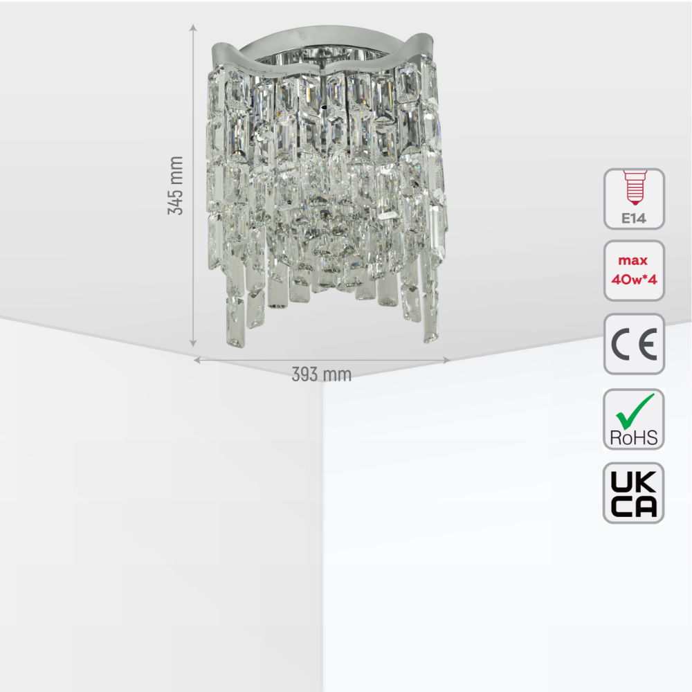 Star Crystal Flush Chandelier Ceiling Light