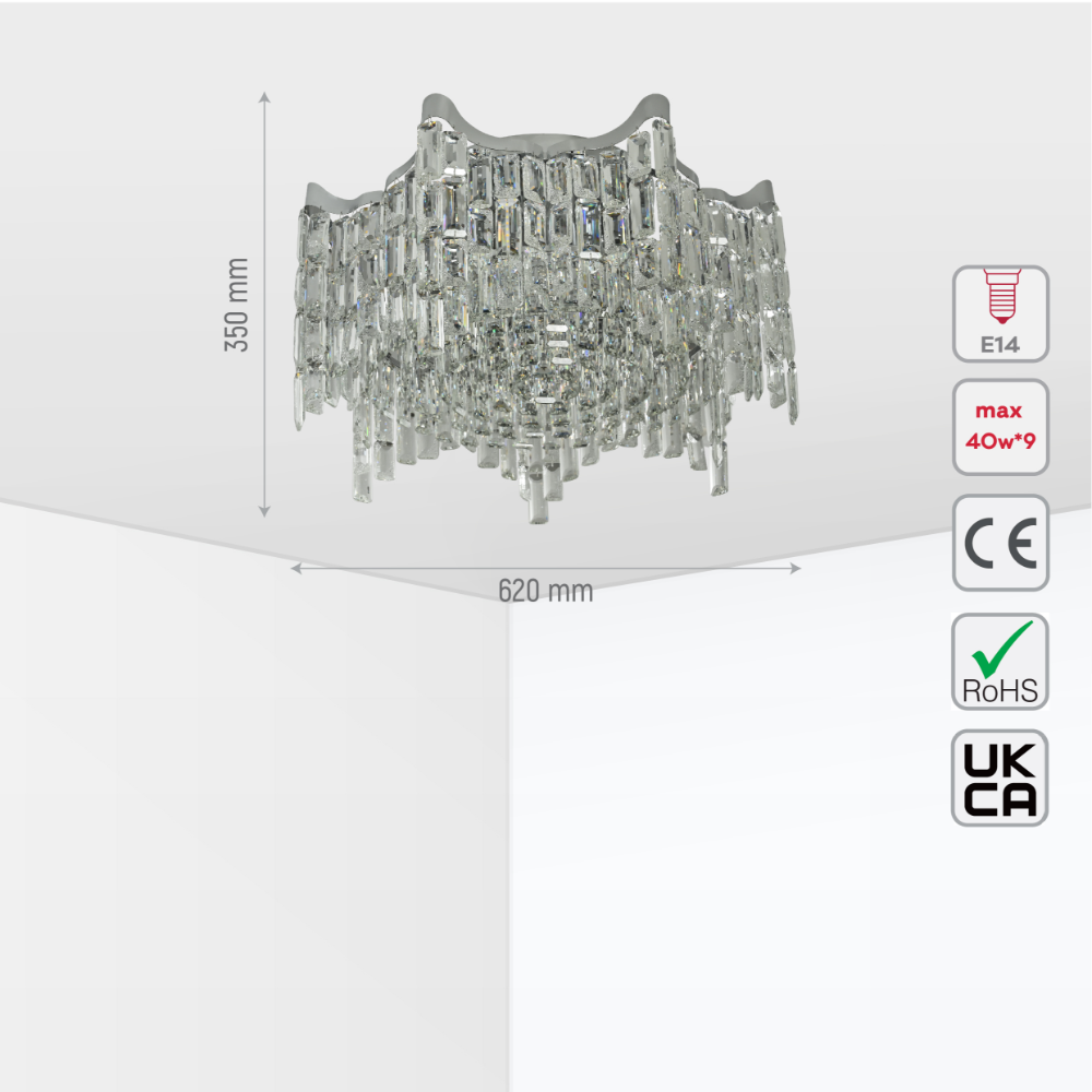 Star Crystal Flush Chandelier Ceiling Light