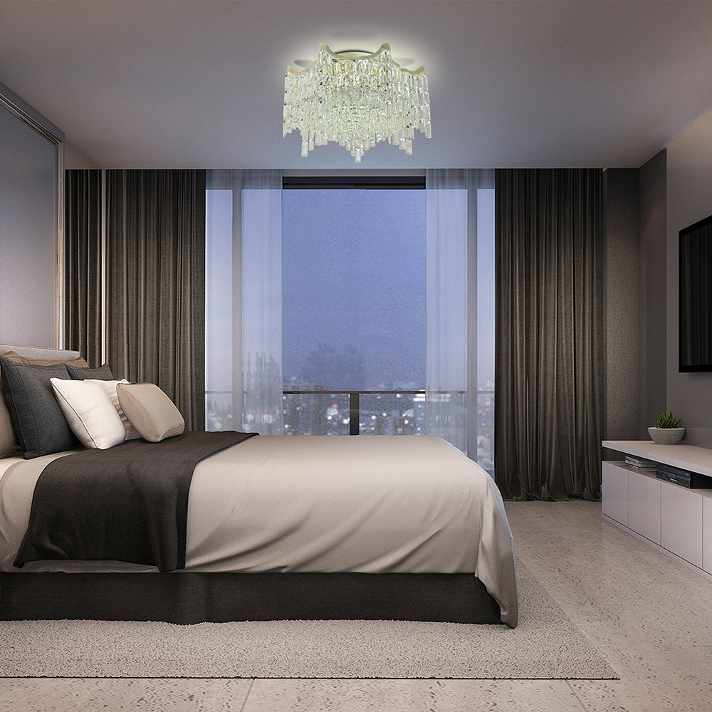 Star Crystal Flush Chandelier Ceiling Light