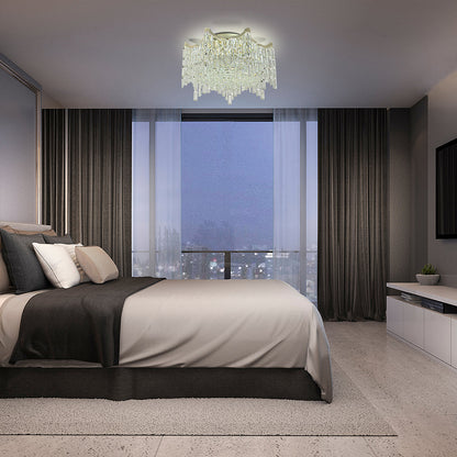 Star Crystal Flush Chandelier Ceiling Light