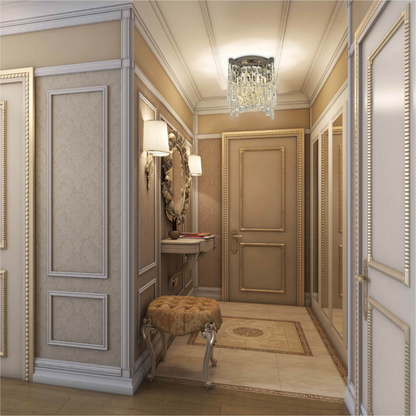 Star Crystal Flush Chandelier Ceiling Light