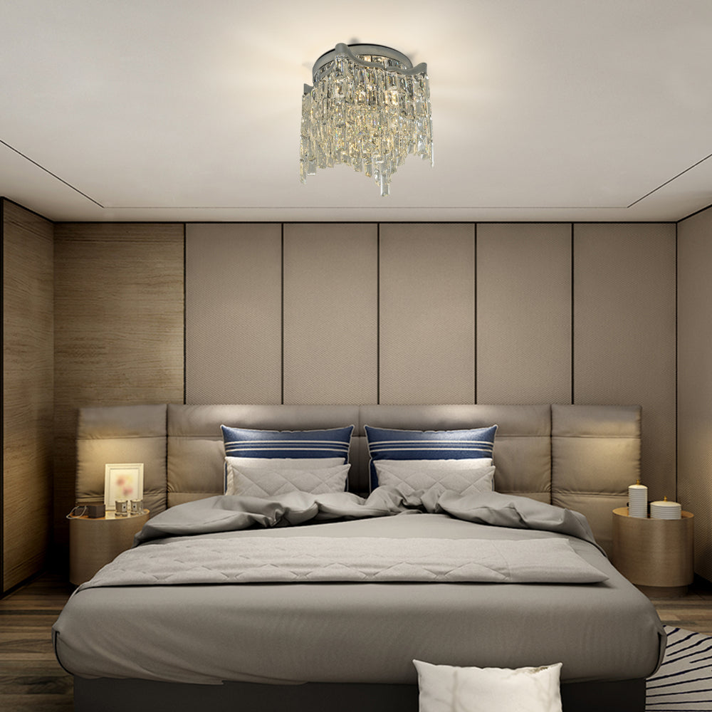 Star Crystal Flush Chandelier Ceiling Light