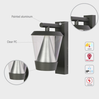 Tiany LED Outdoor Lantern Wall Light 13W 4000K