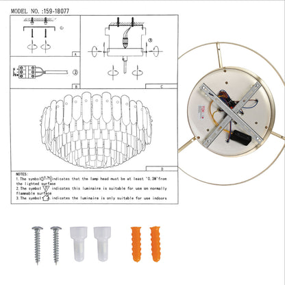 Tiered Flush Chandelier Ceiling Light with Smoky and Clear Crystals