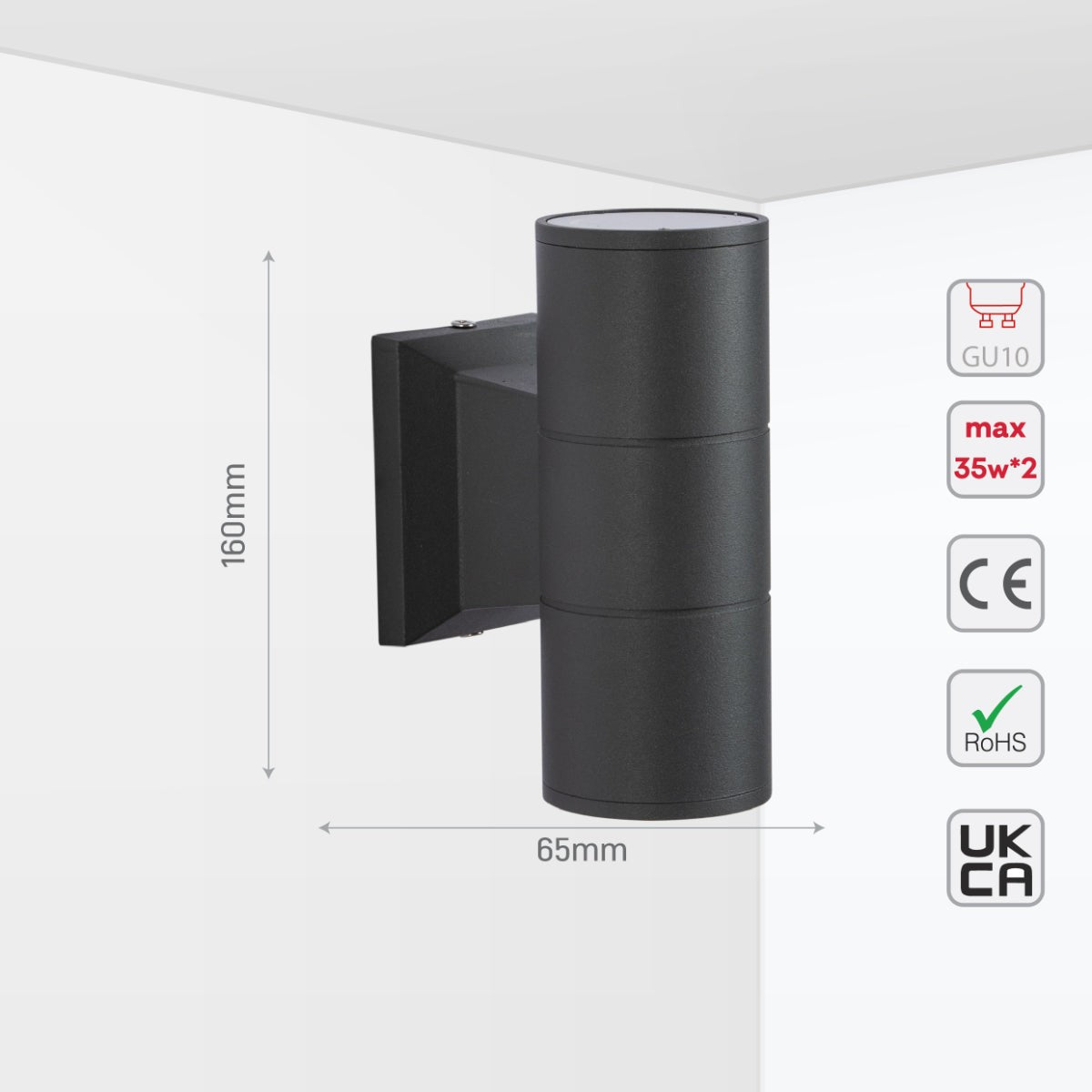 Up-Down Outdoor Wall Lamp IP54 GU10 Dark Grey