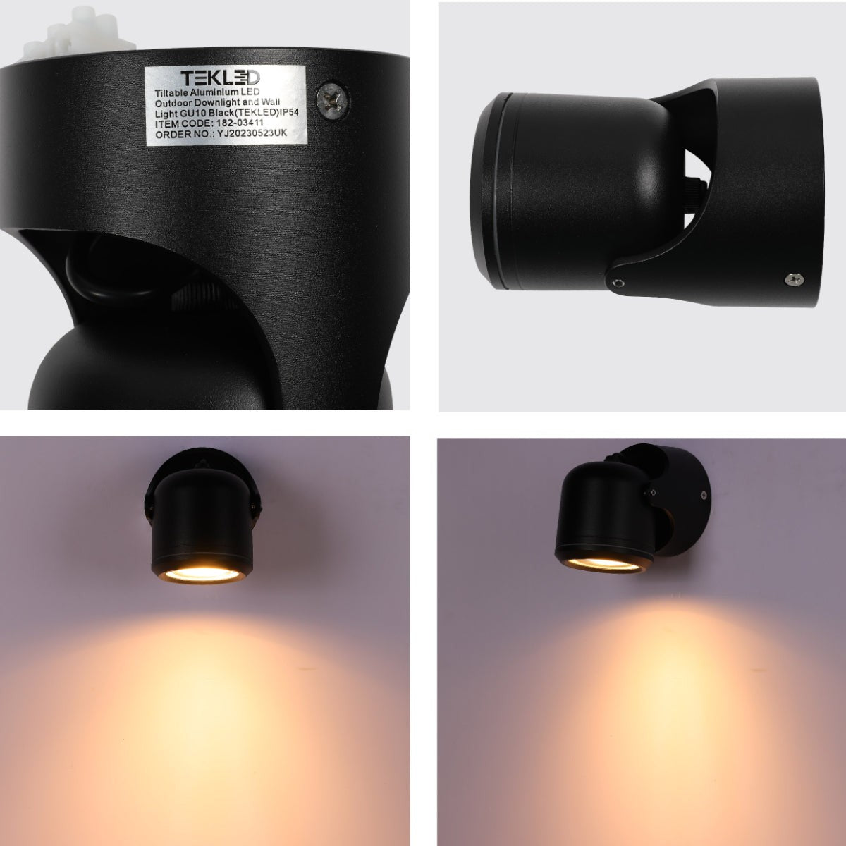 Up Down Tiltable Outdoor Wall Light GU10 Black