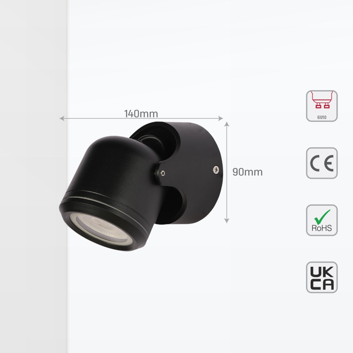 Up Down Tiltable Outdoor Wall Light GU10 Black