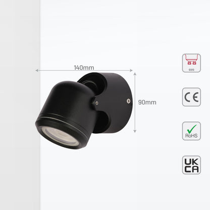 Up Down Tiltable Outdoor Wall Light GU10 Black