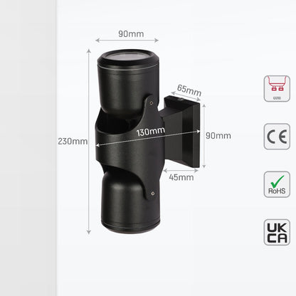 Up Down Tiltable Outdoor Wall Light GU10 Black