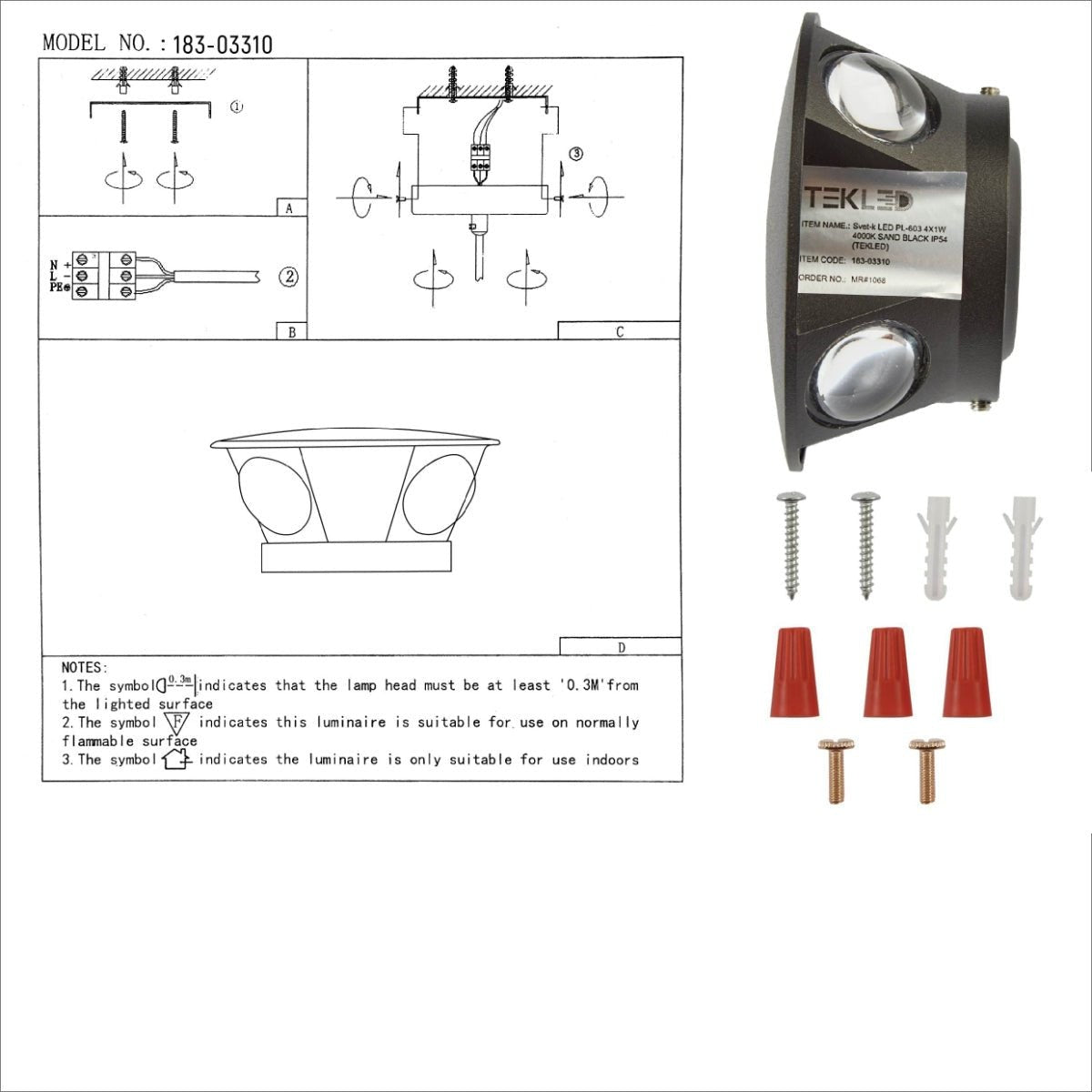 Black Compass 4 Way Outdoor Modern LED Wall Light