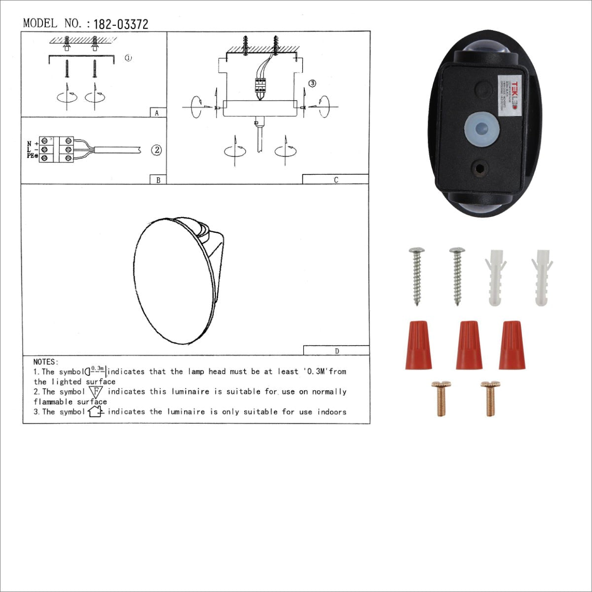 Black Ellipse Up/Down LED Wall Light