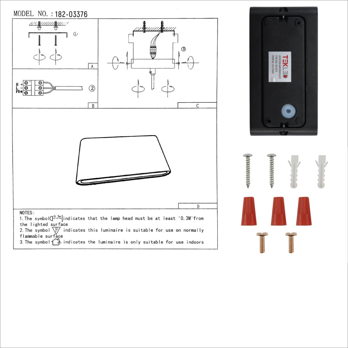 Black Slim Cuboid Up Down Outdoor Modern LED Wall Washer Light