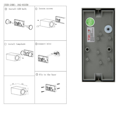 Cuboid Wall Lamp IP44 GU10 Grey