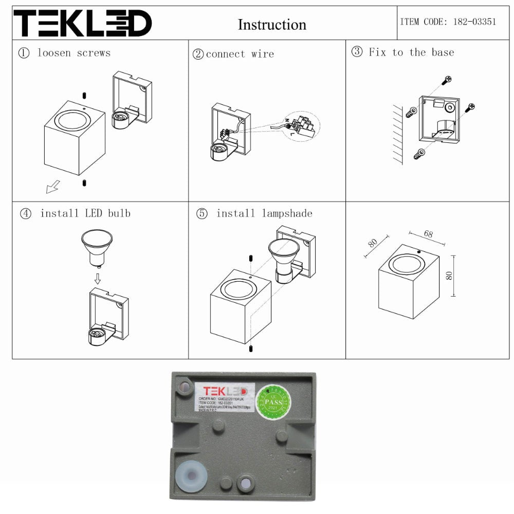 Cuboid Wall Lamp IP44 GU10 Grey