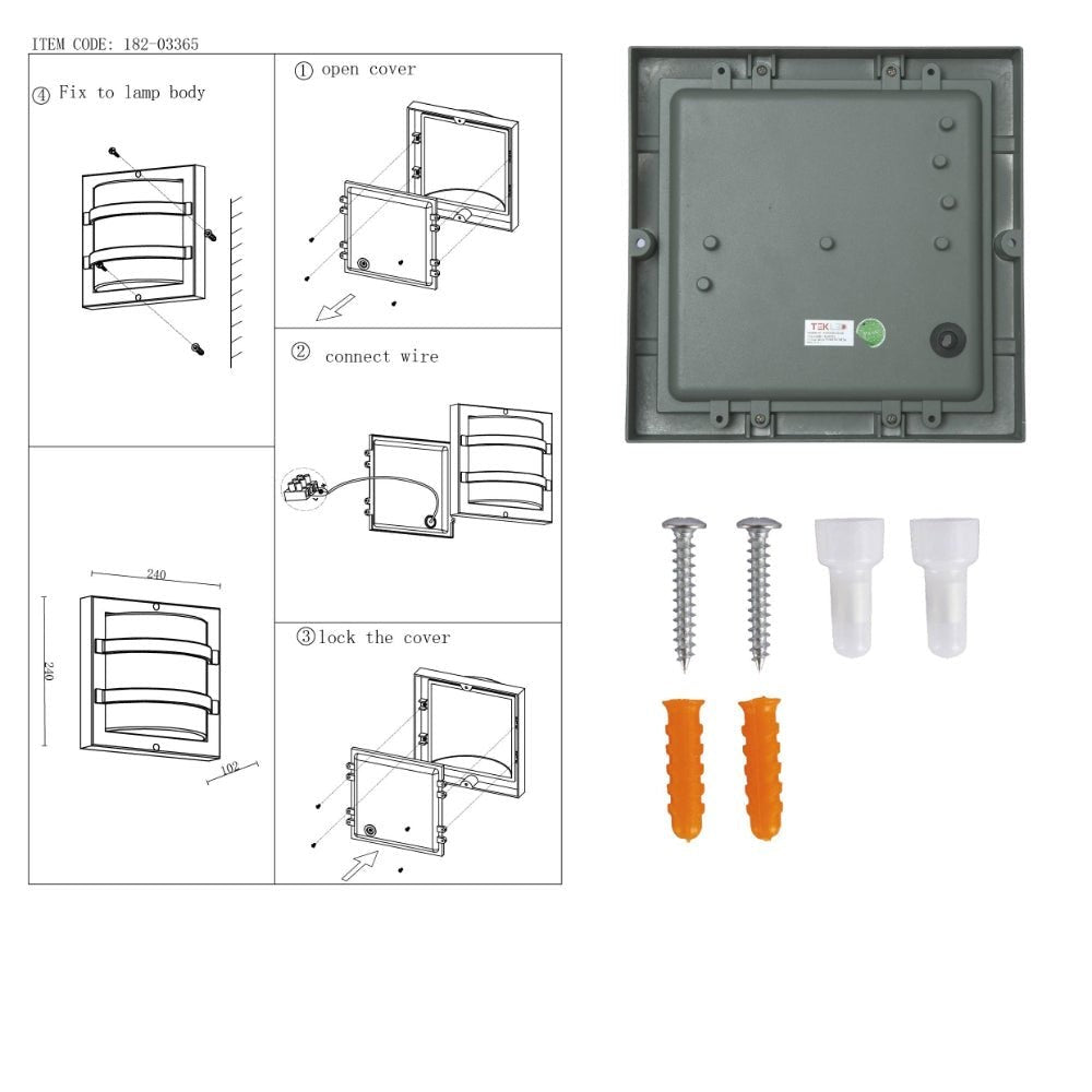LED Diecast Aluminium Stripped Wall Lamp 12W Warm White 3000K IP54 Grey