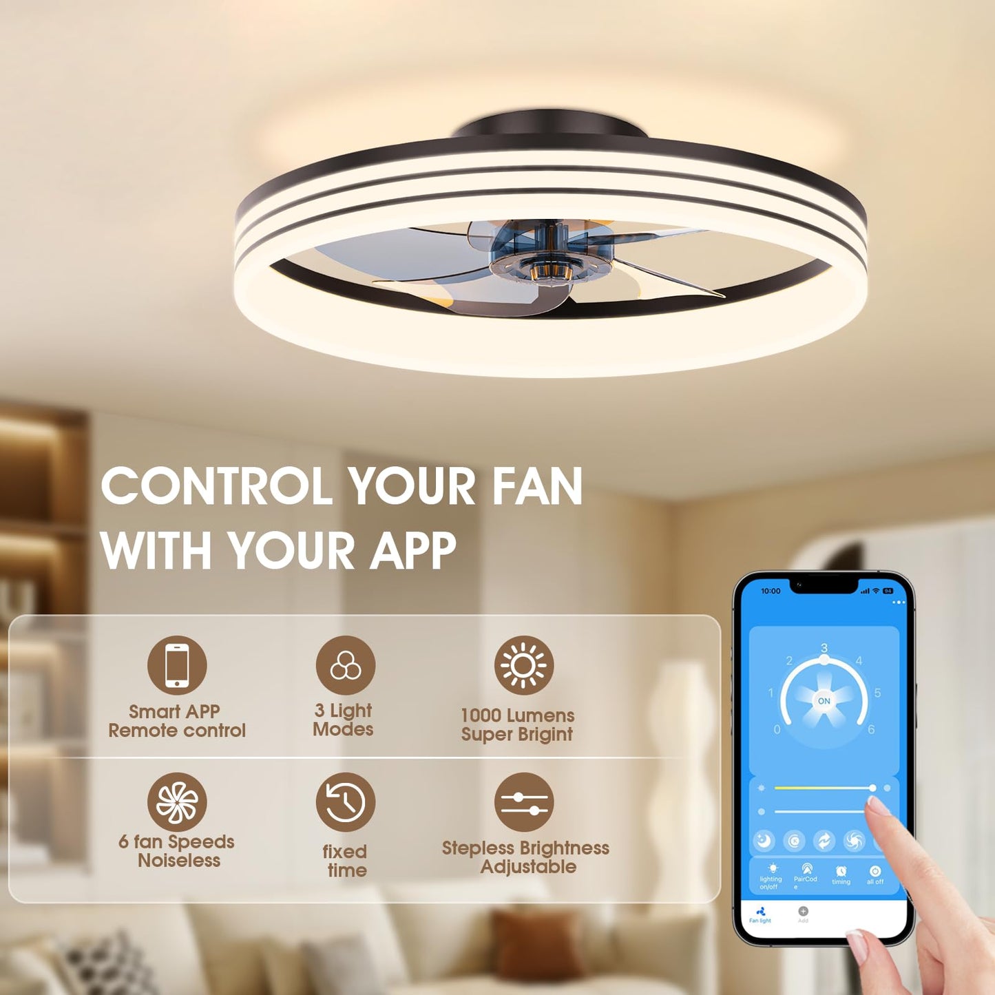 50cm Ceiling Fan with LED Light (App) - White