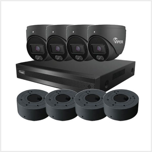 4K 8CH Kit with 4 TURVIPS4-6IL-FG and 4 VIP-RING-03-FG