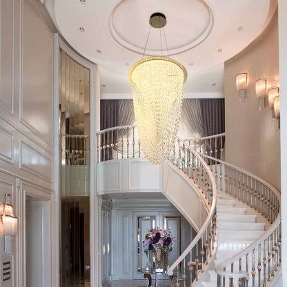 Vortex Crystal Cascade LED Chandelier 80W Gold