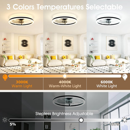 60cm Ceiling Fan with LED Light - Black