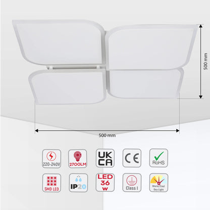 White LED Flush Mount Ceiling Light (Flower, Moon & Stars Designs)