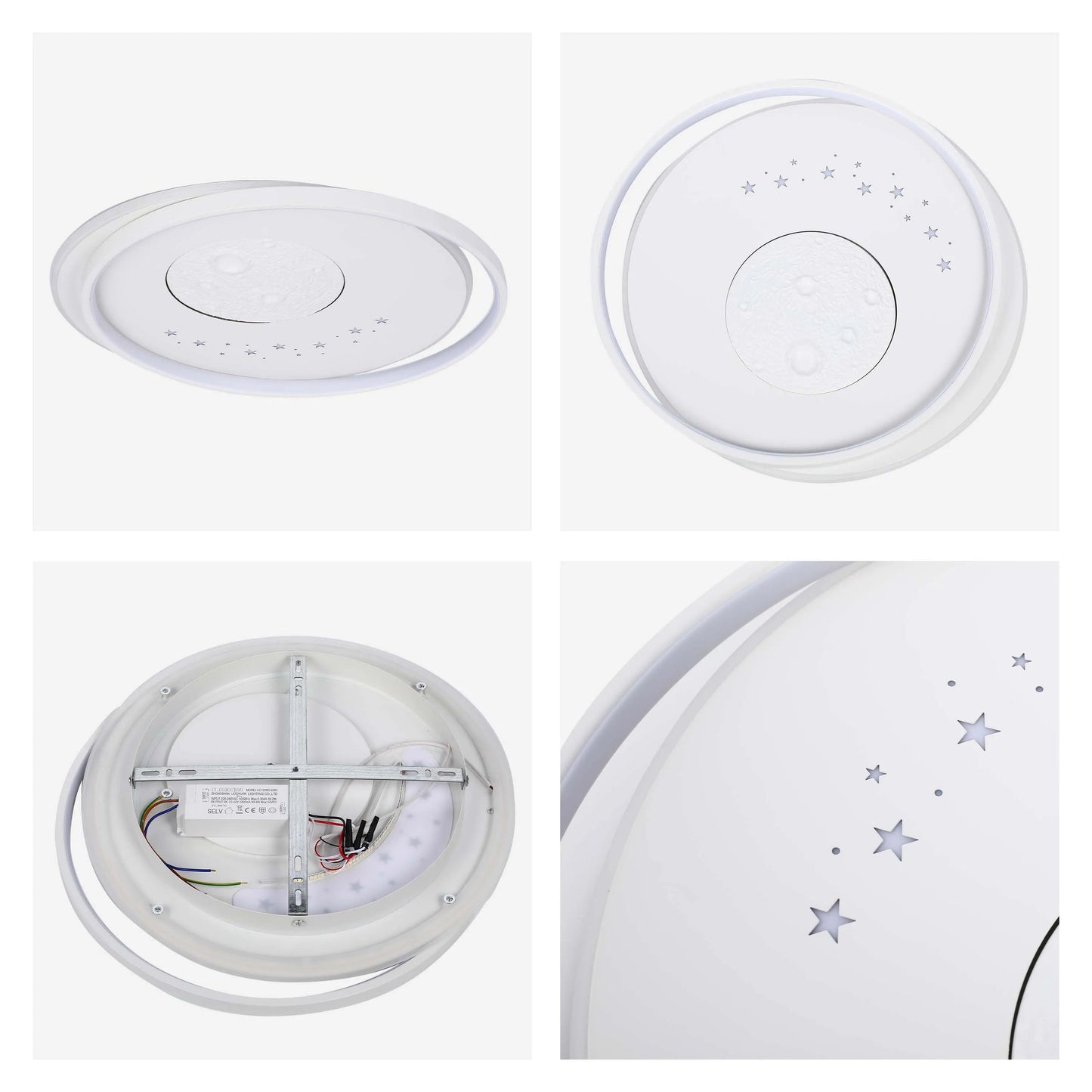 White LED Flush Mount Ceiling Light (Flower, Moon & Stars Designs)