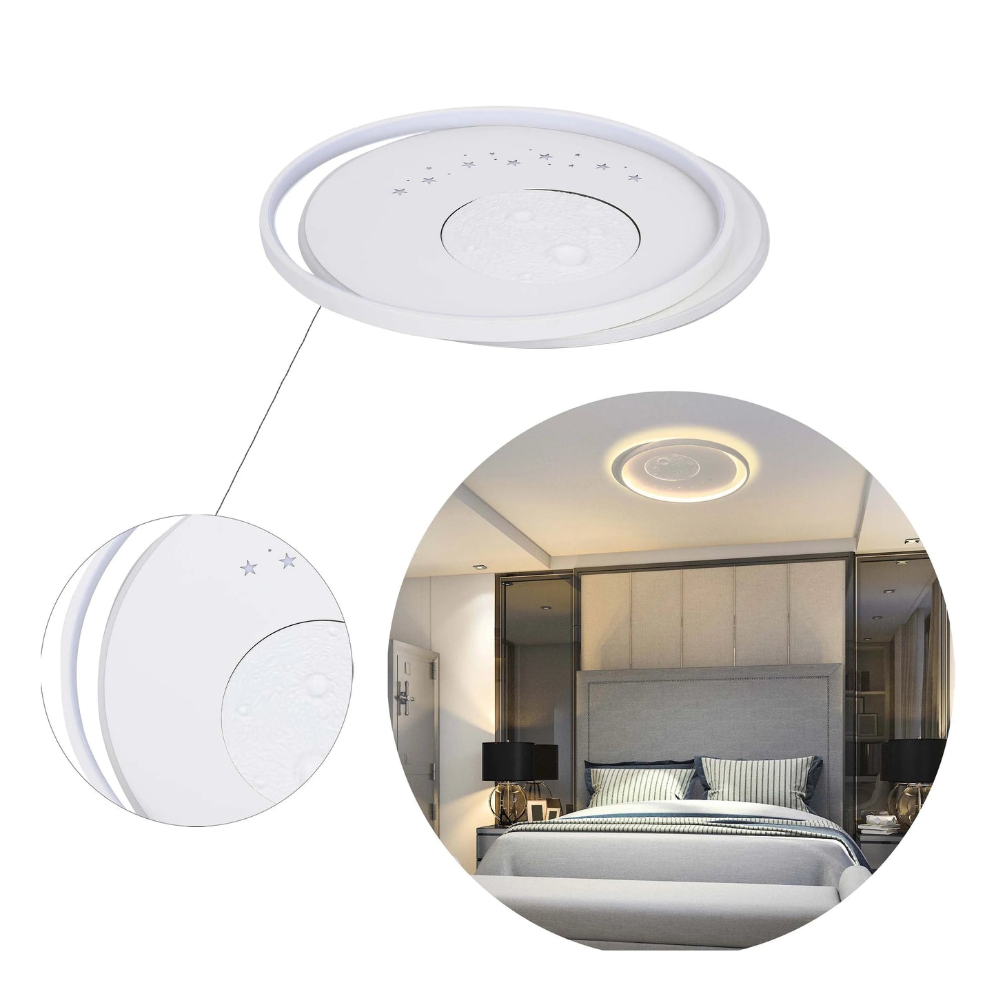 White LED Flush Mount Ceiling Light (Flower, Moon & Stars Designs)