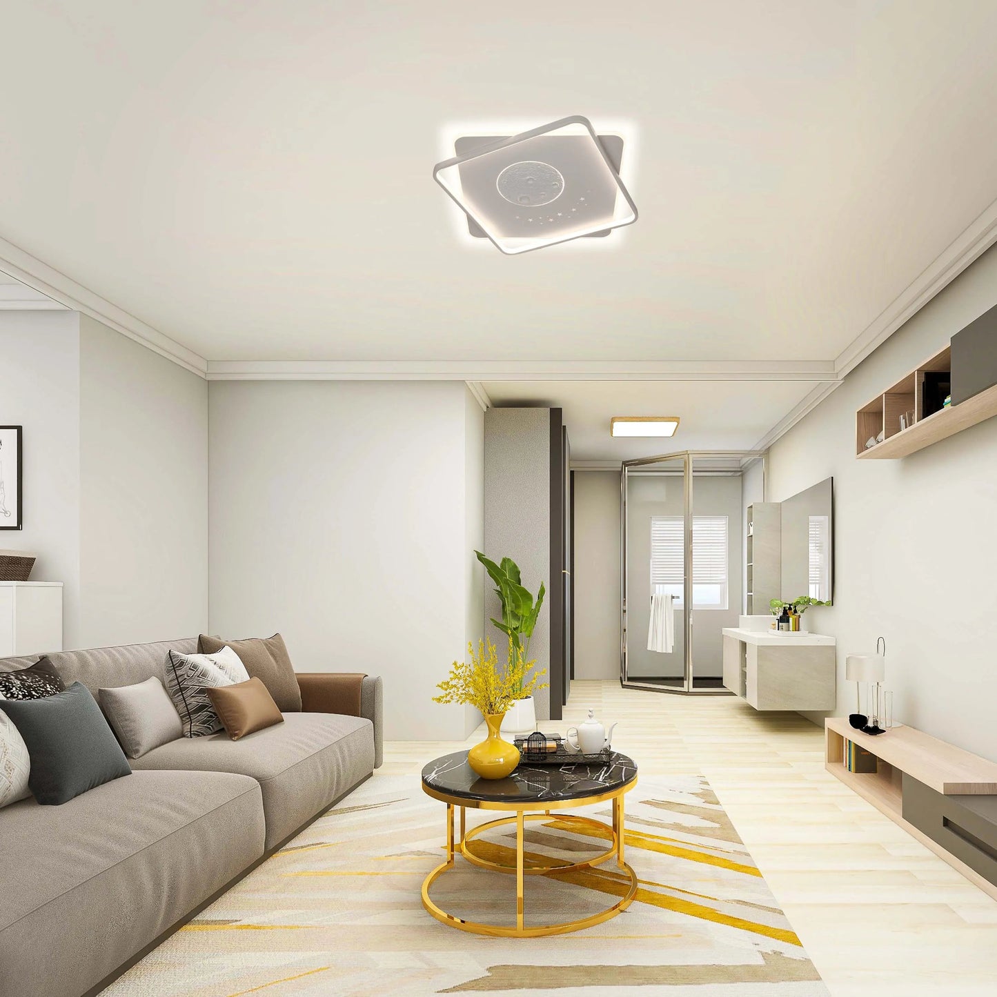 White LED Flush Mount Ceiling Light (Flower, Moon & Stars Designs)