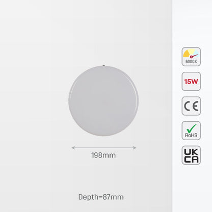White Plastic Bulkhead LED Outdoor Wall Light 15W Cool Daylight