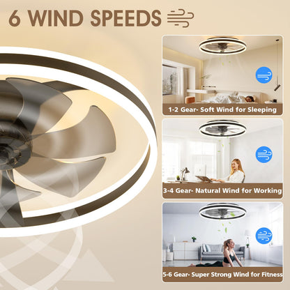 60cm Ceiling Fan with LED Light - Black