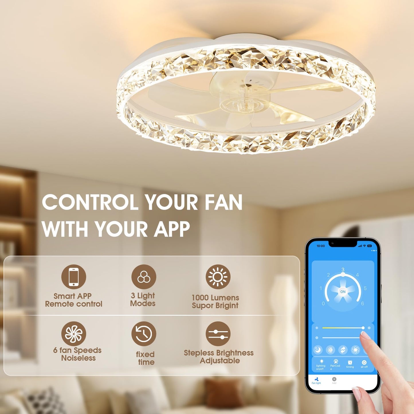 50cm Ceiling Fan with LED Light - White