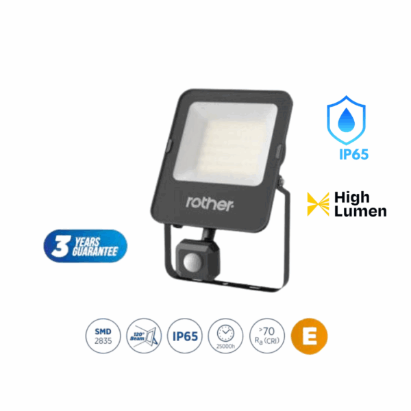 SMD LED Flood Light With Sensor 30W, 3900LM, 6500K, IP65