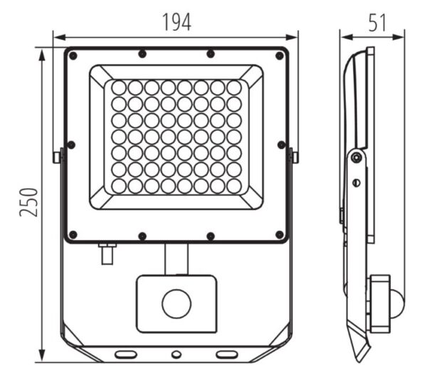 SMD LED Flood Light CCT PIR Motion Sensor 50W, IP44 - Image 2