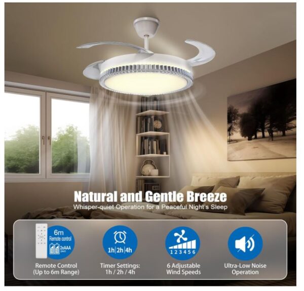30W Ceiling Fan with 70W Lamp CCT 6500k/4200k/3000k, with Remote Control - Image 5