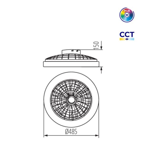 LED Ceiling Light Fan, max 48W 6500k/4200k/3000k/RGB with Remote Control - Image 7