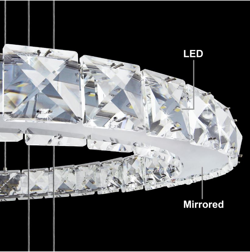 Modern White 3-Ring Adjustable LED Crystal Chandelier - Image 6